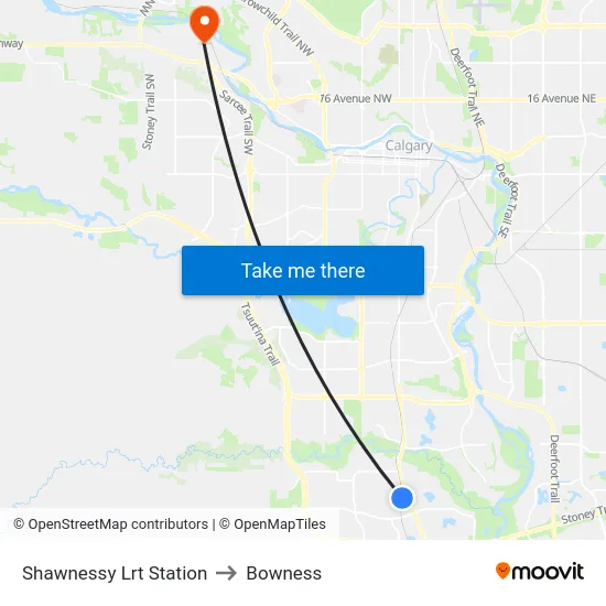 Shawnessy Lrt Station to Bowness map
