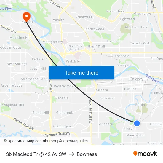Sb Macleod Tr @ 42 Av SW to Bowness map