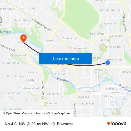 Nb 4 St NW @ 20 Av NW to Bowness map