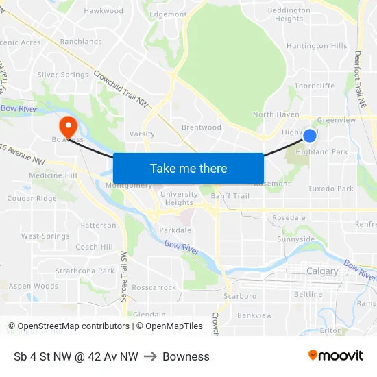 Sb 4 St NW @ 42 Av NW to Bowness map