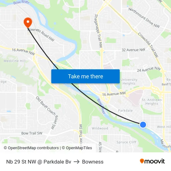 Nb 29 St NW @ Parkdale Bv to Bowness map