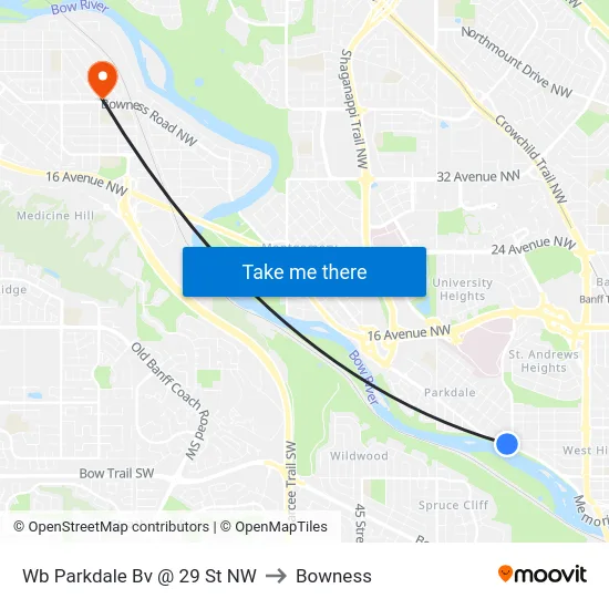 Wb Parkdale Bv @ 29 St NW to Bowness map