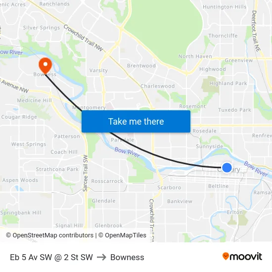 Eb 5 Av SW @ 2 St SW to Bowness map