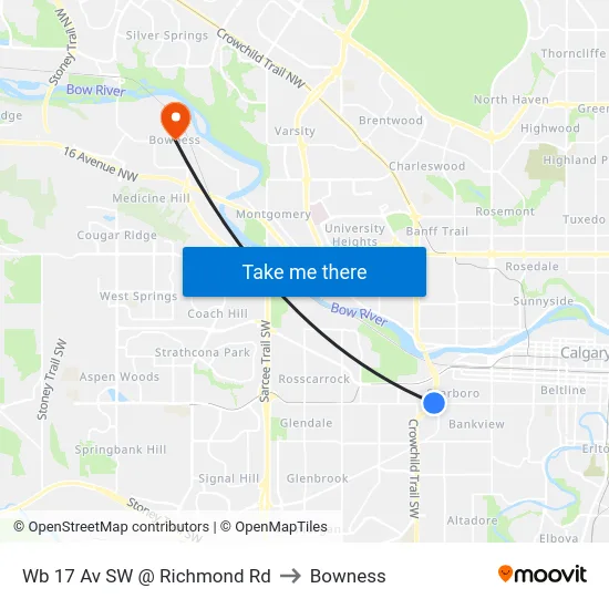 Wb 17 Av SW @ Richmond Rd to Bowness map