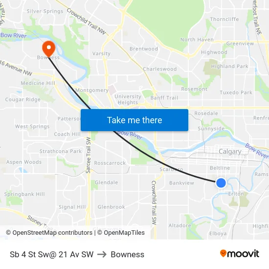 Sb 4 St Sw@ 21 Av SW to Bowness map