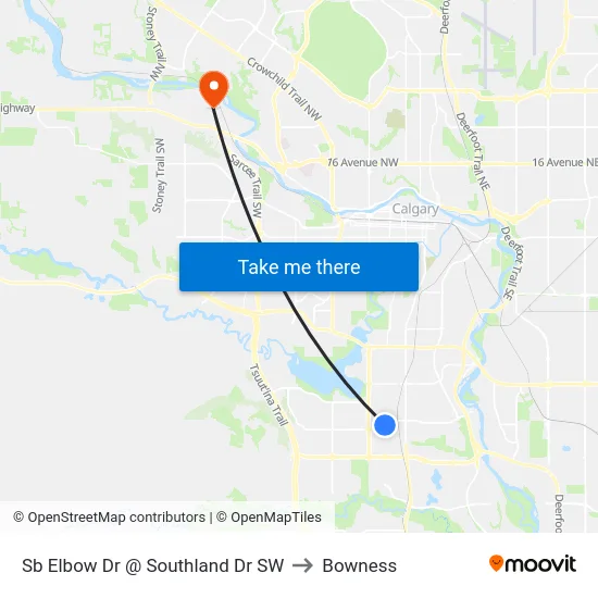 Sb Elbow Dr @ Southland Dr SW to Bowness map