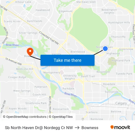 Sb North Haven Dr@ Nordegg Cr NW to Bowness map