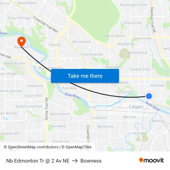 Nb Edmonton Tr @ 2 Av NE to Bowness map