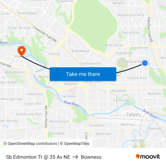 Sb Edmonton Tr @ 35 Av NE to Bowness map