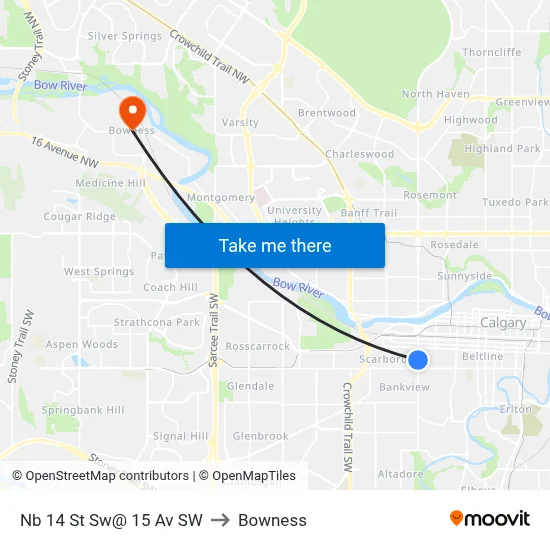 Nb 14 St Sw@ 15 Av SW to Bowness map