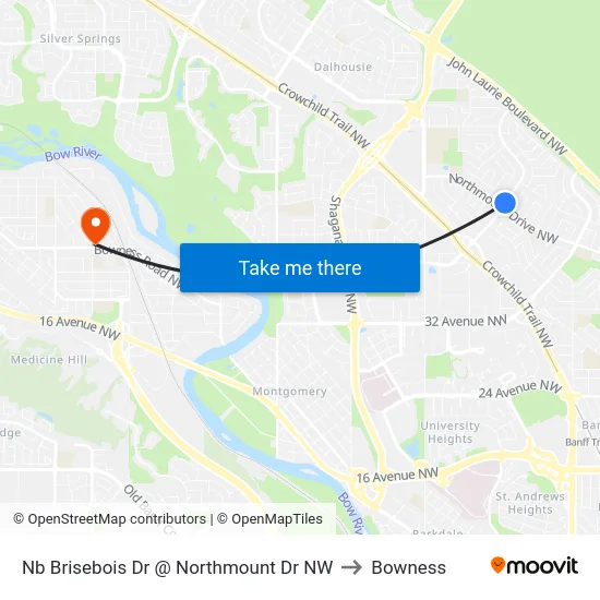 Nb Brisebois Dr @ Northmount Dr NW to Bowness map