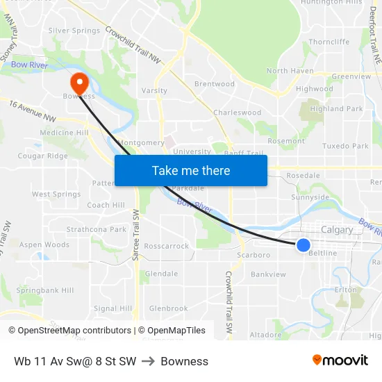 Wb 11 Av Sw@ 8 St SW to Bowness map