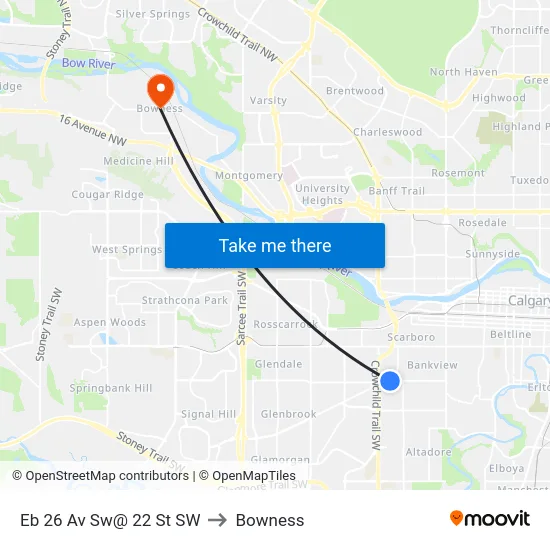 Eb 26 Av Sw@ 22 St SW to Bowness map