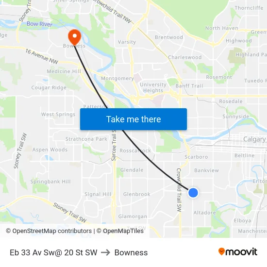 Eb 33 Av Sw@ 20 St SW to Bowness map
