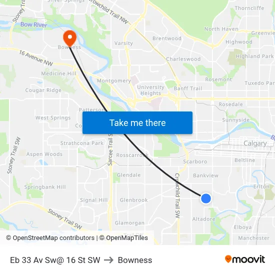 Eb 33 Av Sw@ 16 St SW to Bowness map