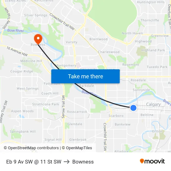Eb 9 Av SW @ 11 St SW to Bowness map