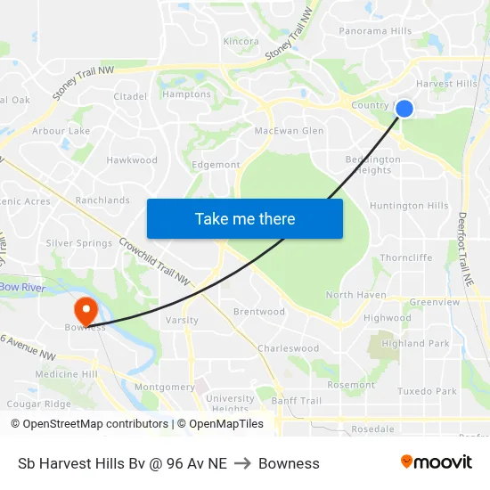 Sb Harvest Hills Bv @ 96 Av NE to Bowness map