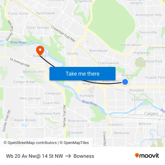 Wb 20 Av Nw@ 14 St NW to Bowness map
