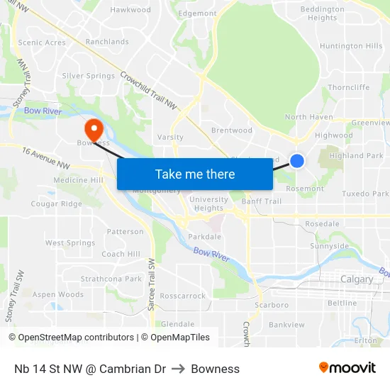 Nb 14 St NW @ Cambrian Dr to Bowness map
