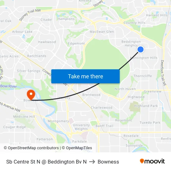 Sb Centre St N @ Beddington Bv N to Bowness map