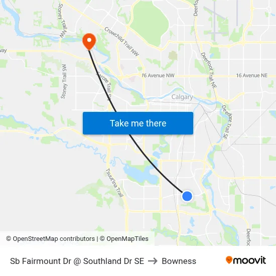 Sb Fairmount Dr @ Southland Dr SE to Bowness map