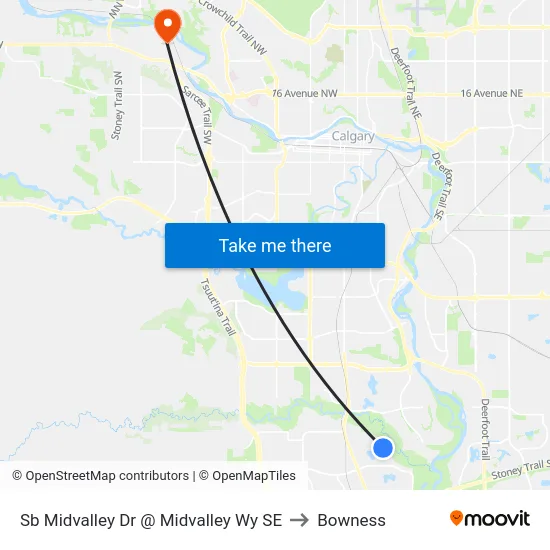 Sb Midvalley Dr @ Midvalley Wy SE to Bowness map