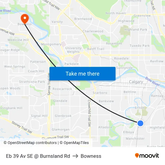 Eb 39 Av SE @ Burnsland Rd to Bowness map
