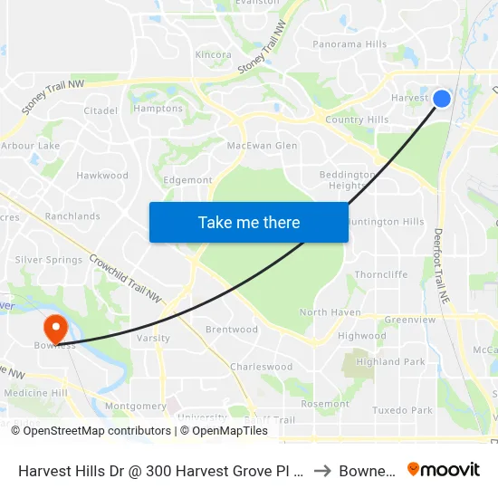 Harvest Hills Dr @ 300 Harvest Grove Pl NE to Bowness map