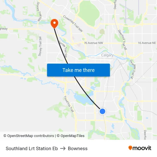 Southland Lrt Station Eb to Bowness map