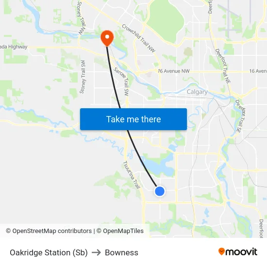 Oakridge Station (Sb) to Bowness map
