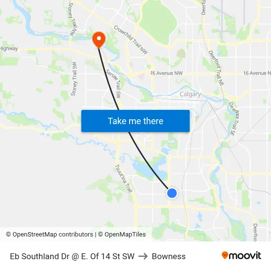 Eb Southland Dr @ E. Of 14 St SW to Bowness map