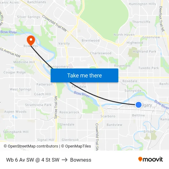 Wb 6 Av SW @ 4 St SW to Bowness map