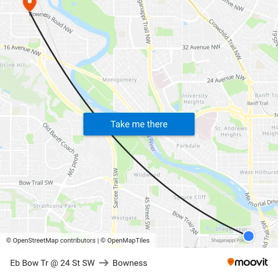 Eb Bow Tr @ 24 St SW to Bowness map