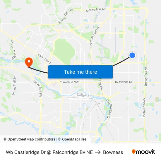 Wb Castleridge Dr @ Falconridge Bv NE to Bowness map