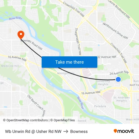 Wb Unwin Rd @ Usher Rd NW to Bowness map