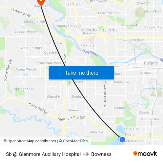 Sb @ Glenmore Auxiliary Hospital to Bowness map