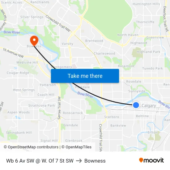 Wb 6 Av SW @ W. Of 7 St SW to Bowness map