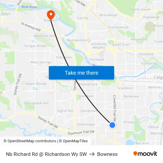 Nb Richard Rd @ Richardson Wy SW to Bowness map
