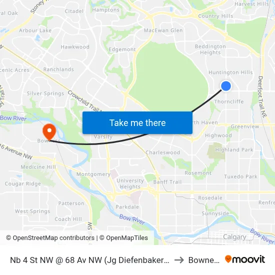 Nb 4 St NW @ 68 Av NW (Jg Diefenbaker Hs) to Bowness map