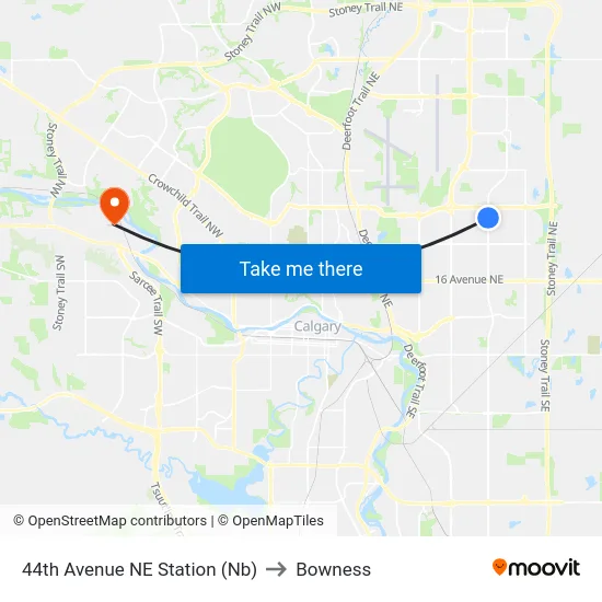44th Avenue NE Station (Nb) to Bowness map