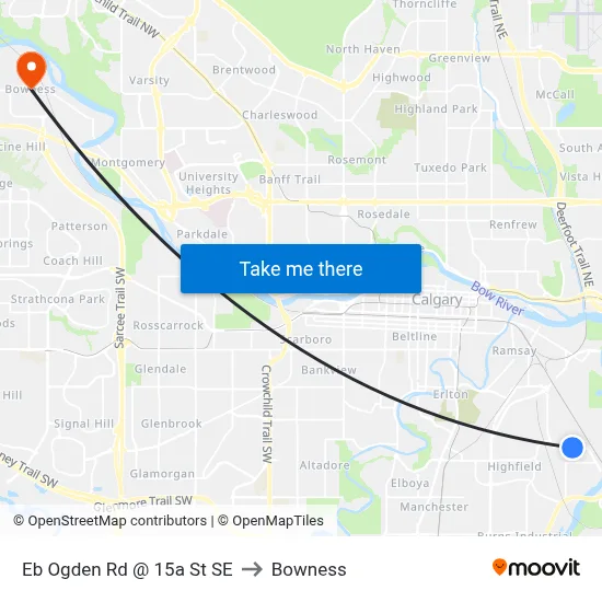Eb Ogden Rd @ 15a St SE to Bowness map