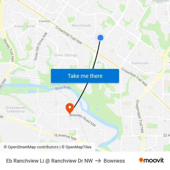 Eb Ranchview Li @ Ranchview Dr NW to Bowness map