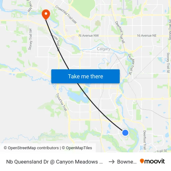 Nb Queensland Dr @ Canyon Meadows Dr SE to Bowness map