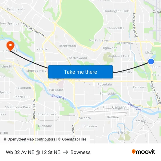 Wb 32 Av NE @ 12 St NE to Bowness map