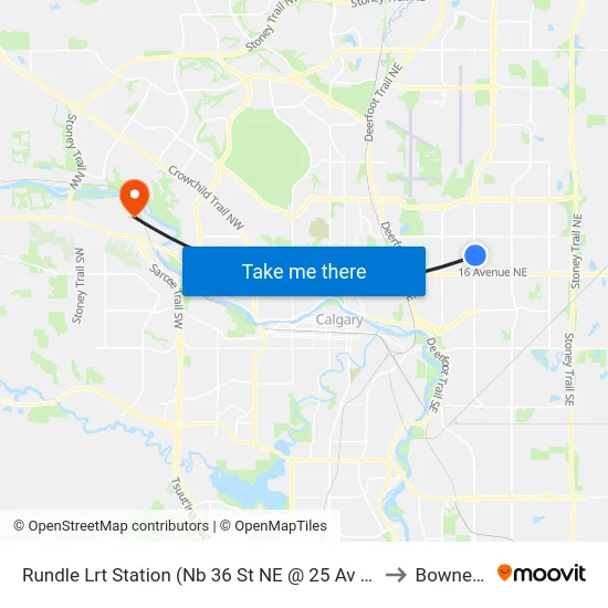 Rundle Lrt Station (Nb 36 St NE @ 25 Av Ne) to Bowness map