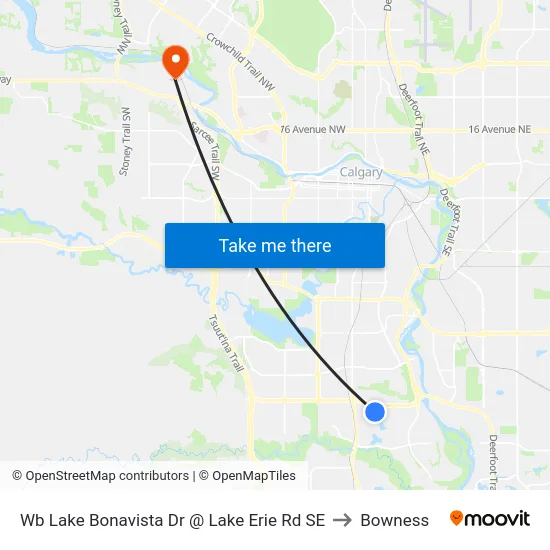 Wb Lake Bonavista Dr @ Lake Erie Rd SE to Bowness map