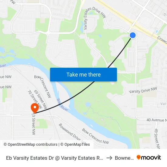 Eb Varsity Estates Dr @ Varsity Estates Rd NW to Bowness map