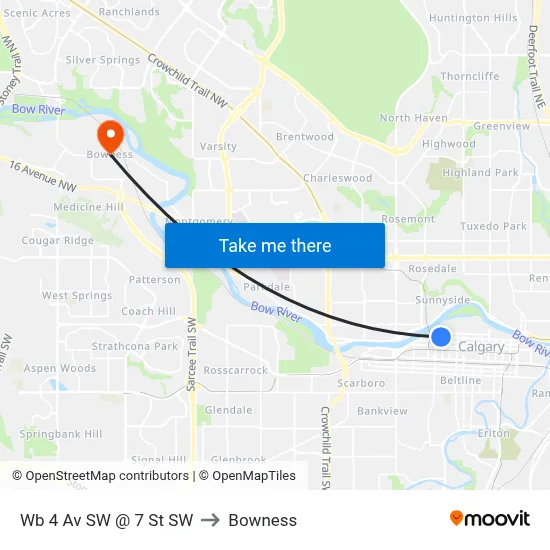 Wb 4 Av SW @ 7 St SW to Bowness map