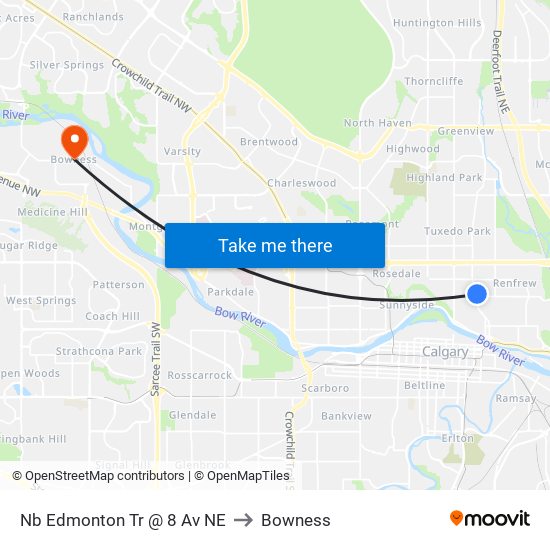 Nb Edmonton Tr @ 8 Av NE to Bowness map