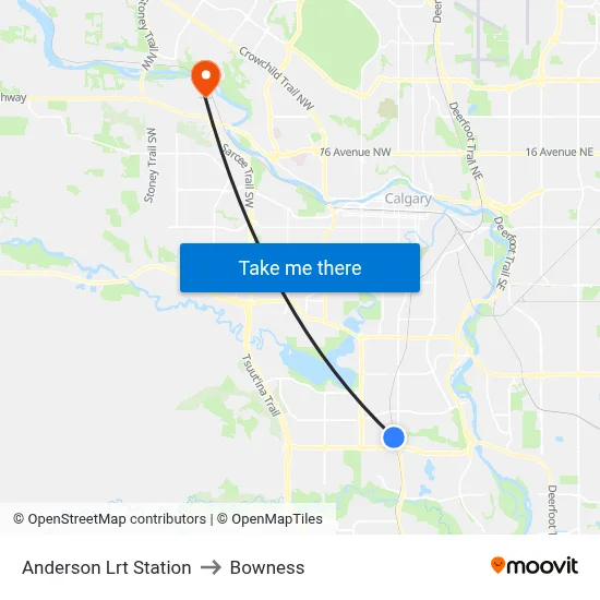 Anderson Lrt Station to Bowness map